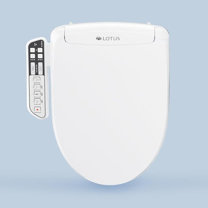 Lotus Bidet ATS-500 Elongated | Heated Toilet Seat with Adjustable Warm Water Wash, Stainless Steel Nozzle, Side Control Panel, Warm Air Dryer, Eco Mode, Easy DIY Installation
