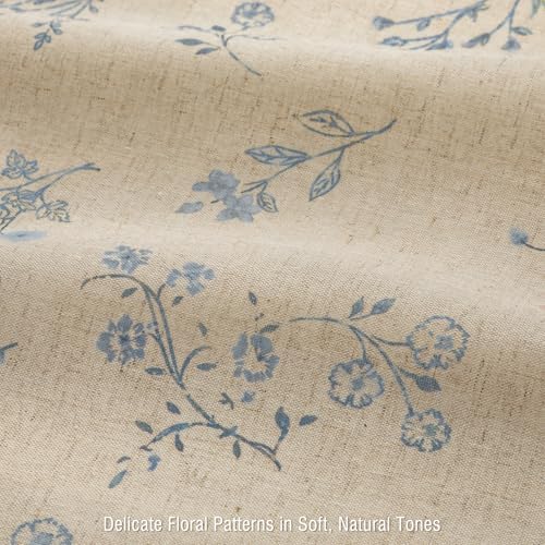 Blue Floral Farmhouse Vintage Linen Shower Curtain French Country 72Wx72H