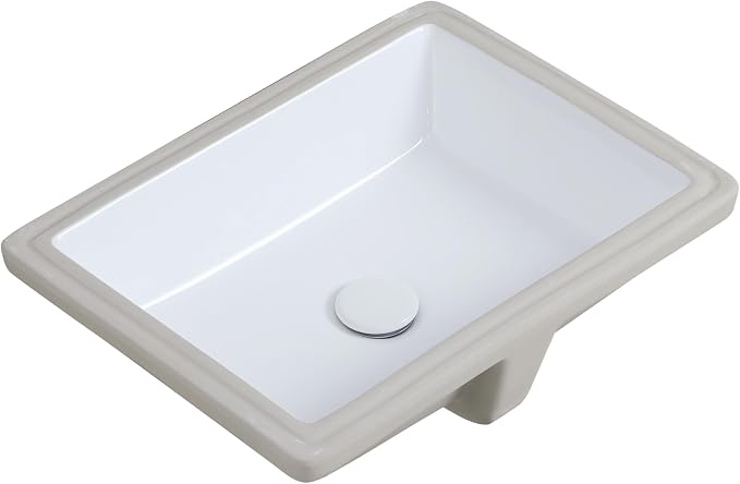 ADA Sanitary Ware Undermount Bathroom Sink - 18 7/8" White Rectangle Flat-bottomed Vessel Sink Porcelain Ceramic Lavatory Vanity Drop In Washroom Basin Sink