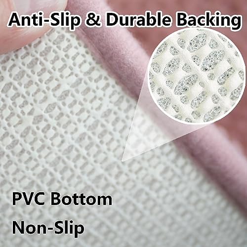 BOANKODU Bathroom Rugs Sets 2 Piece, Extra Soft Chenille Bath Mat Absorbent Bathroom Rug, Bathroom Mat with Sturdy PVC Non-Slip Bottom, Machine Washable Bath Rugs (32x20 Inch + 24x16 Inch, Deep Pink)