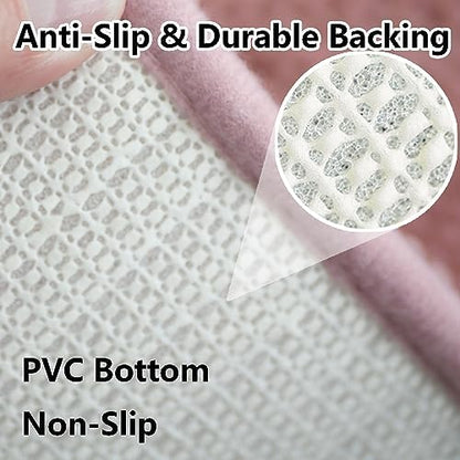 BOANKODU Bathroom Rugs Sets 2 Piece, Extra Soft Chenille Bath Mat Absorbent Bathroom Rug, Bathroom Mat with Sturdy PVC Non-Slip Bottom, Machine Washable Bath Rugs (32x20 Inch + 24x16 Inch, Deep Pink)