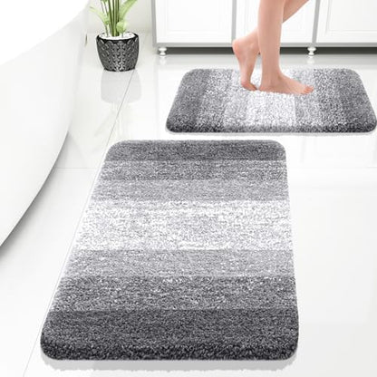 OLANLY Micorfiber Bathroom Rug Set 2 Piece, 30"x20"+24"x16"