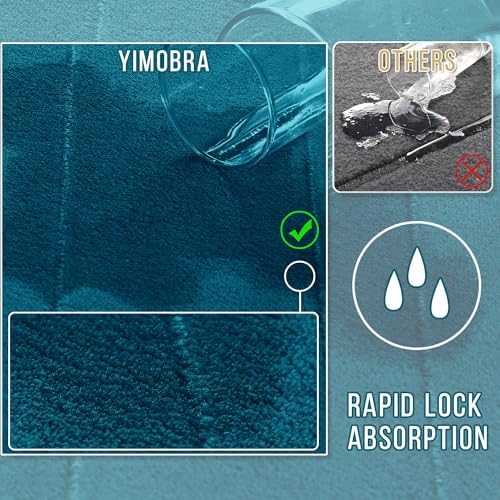 Yimobra Memory Foam Bathroom Mat Set, 31.5 x 20 & 24 x 17 in, Peacock Blue
