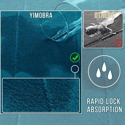 Yimobra Memory Foam Bathroom Mat Set, 31.5 x 20 & 24 x 17 in, Peacock Blue