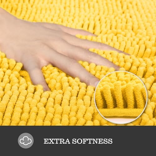 Yeaban Chenille Yellow Bathroom Rug 30"x50",Non-Slip Rubber Backing