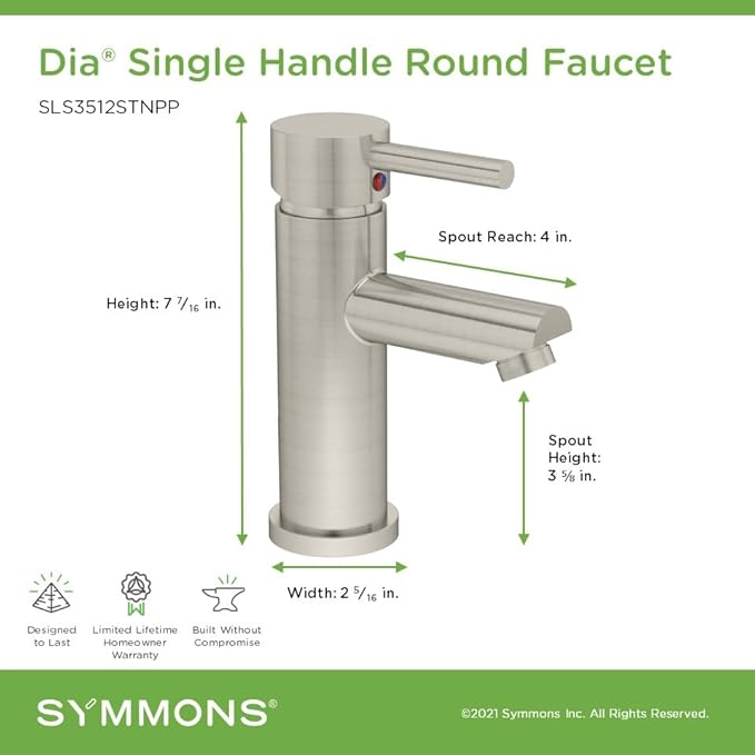 Symmons Dia Single-Hole Single-Handle Bathroom Faucet with Push Pop Drain in Satin Nickel (1.0 GPM)