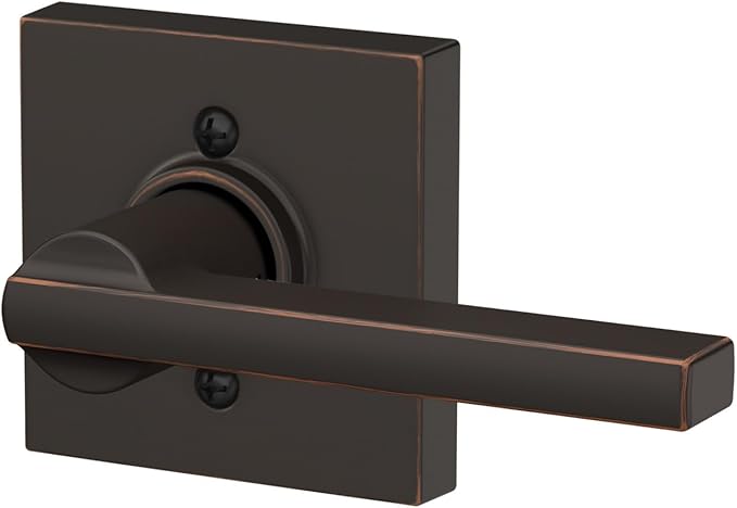 Schlage F10 LAT 716 COL Latitude Lever with Collins Trim Hall & Closet Passage Door Lock, Aged Bronze