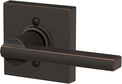 Schlage F170 LAT 716 COL Latitude Lever with Collins Trim Non-Turning Dummy Door Handle, Aged Bronze