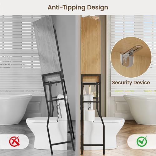 Memobarco Over The Toilet Storage Cabinet with 2-Door & Metal Stand, Wood