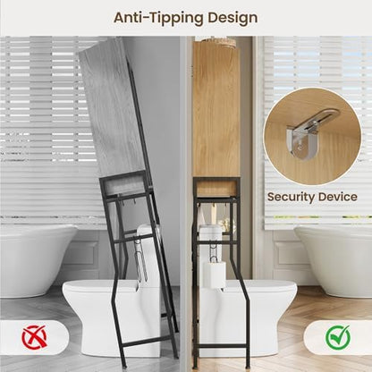 Memobarco Over The Toilet Storage Cabinet with 2-Door & Metal Stand, Wood