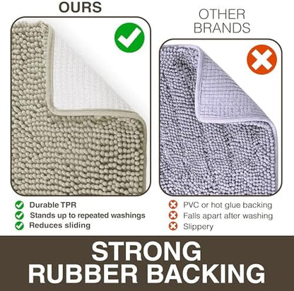 Neater Home Plush Bathroom Rugs 30x20 Thick Chenille Quick Dry Microfiber Absorbent Bath Mat, Soft Bath Rugs, Machine Washable Bathroom Floor Mat for Tub Shower Sink, Home Decor Accessories, Tan