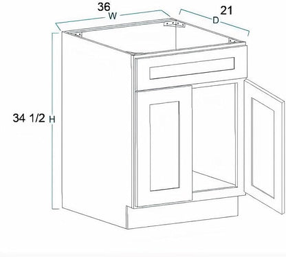 36" Antique White Bathroom Vanity Base, Traditional Raised-Panel Double-Door RTA Sink Cabinet with Soft-Close Hinges, Base Only