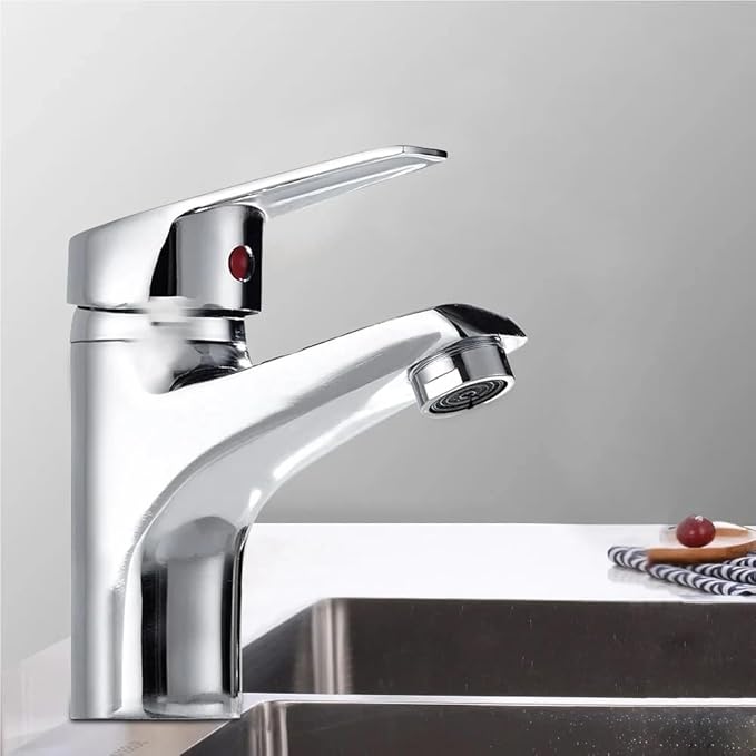 Faucet Chrome Bathroom Basin Single Hole Deck Mount Mixer Kitchen Sink Hot and Cold Water Faucet with G1/2 Hose(Brushed Gold) Faucet