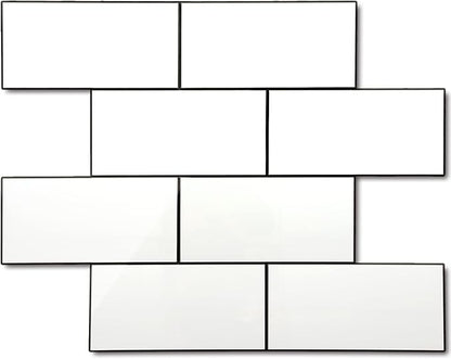 STICKGOO Peel and Stick Backsplash on Subway Tile, Glossy White | PVC, Self Adhesive Thick Kitchen Backsplash, Waterproof, Traceless Peel, Ideal for Vanities, Bathrooms
