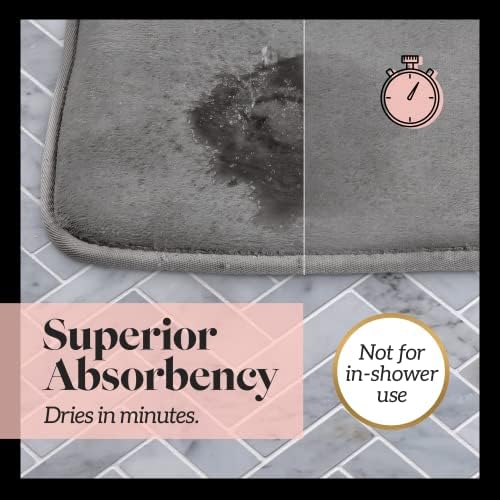 Memory Foam Bath Mat Non Slip Absorbent Super Cozy Velvet Bathroom Rug Carpet (60 inches X 17 inches, Grey)