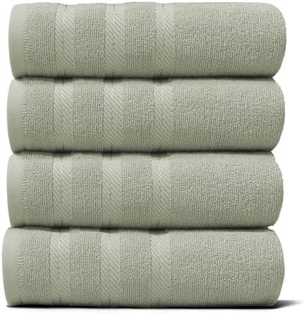 Hearth & Harbor Luxury Hand Towels - 100% Ring Spun Cotton Hand Towels for Bathroom, Shower, Spa, Soft & Absorbent Towels, 4 Piece Set, Sage Green