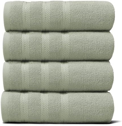 Hearth & Harbor Luxury Hand Towels - 100% Ring Spun Cotton Hand Towels for Bathroom, Shower, Spa, Soft & Absorbent Towels, 4 Piece Set, Sage Green
