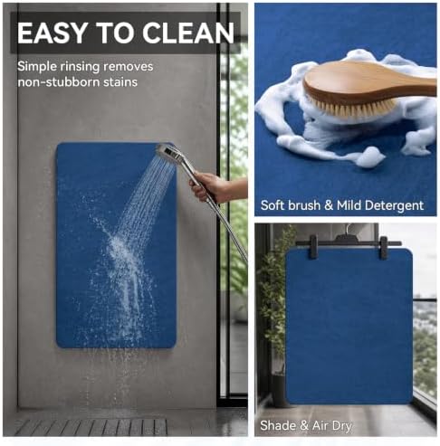 MontVoo -Bath Mat Rug-Rubber Backing Non Slip Quick Dry Absorbent Thin Bathroom Rugs Fit Under Door-Faux Suede Surface Bathroom Floor Mats-Shower Rug for in Front of Bathtub Shower Royal Blue 17x27.5