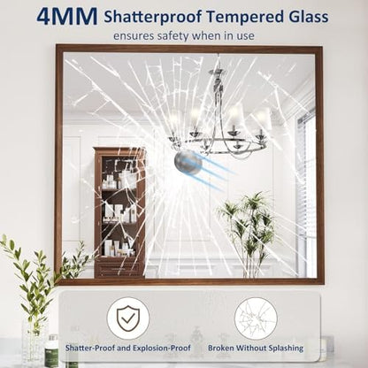 WEER Walnut Bathroom Vanity Mirror 40X36 Inch