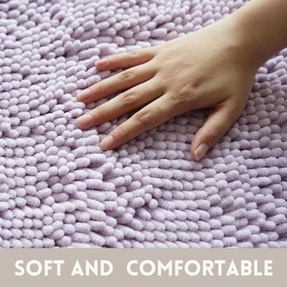 Bathroom Rugs Sets 2 Piece, PVC Backing Quick Dry, Machine Washable Bath Mats for Bathroom Floor-Lavender