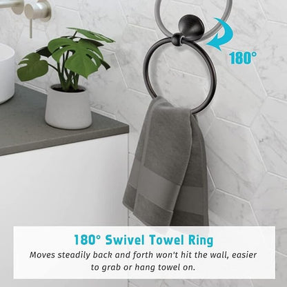 8 Piece Bathroom Accessory Set(Adjustable Towel Bar, Towel Ring, Toilet Paper Holder,Towel Hook), Wall Mounted Bathroom Hardware Accessories Set,Matte Black