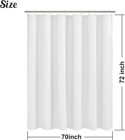 Embossed Microfiber Shower Curtain Liner 70 x 72 inches, White | Machine Washable, Bottom Magnets, Water Repellent, 70x72 Soft Fabric Shower Curtain for Bathroom