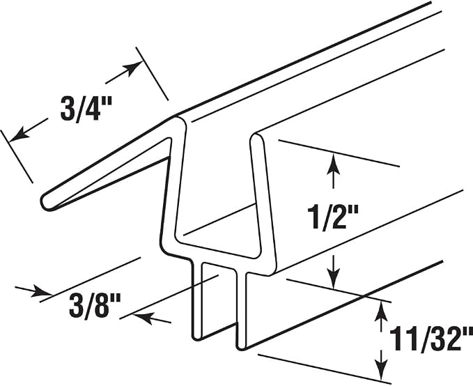 Prime-Line M 6258 Frameless Shower Door Bottom Seal for 3/8 in. Thick Glass Doors – Stop Shower Leaks and Create a Water Barrier, 36 in., Clear Vinyl (Single Pack) (Pack of 2)