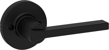 Kwikset Casey Dummy Round Door Handle, Single Sided Lever for Closets, French Double Doors, and Pantry, Matte Black Non-Turning Reversible Interior Push/Pull Lever, with Microban Protection