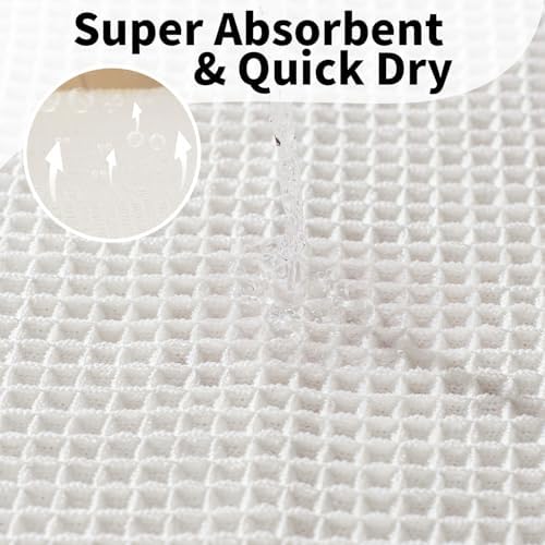 White Bathroom Rugs, Waffle Bath Mat Non Slip Washable, 20" x 32"