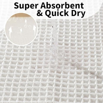 White Bathroom Rugs, Waffle Bath Mat Non Slip Washable, 24" x 48"