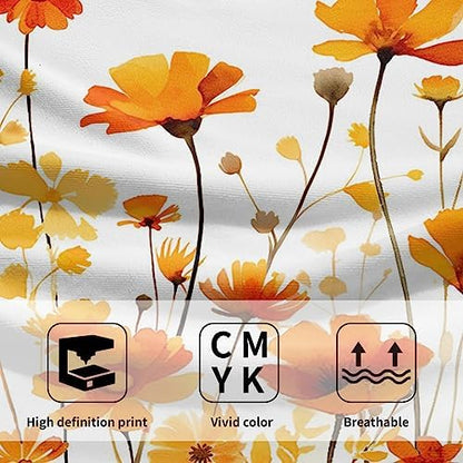 Fall Floral Hand Towels Set of 2, 28 x 14 Inch Autumn Orange Wildflowers Leaves Plant Bathroom Towel Soft Absorbent Kitchen Hotel Spa Gym Towel Thanksgiving Decor Gifts