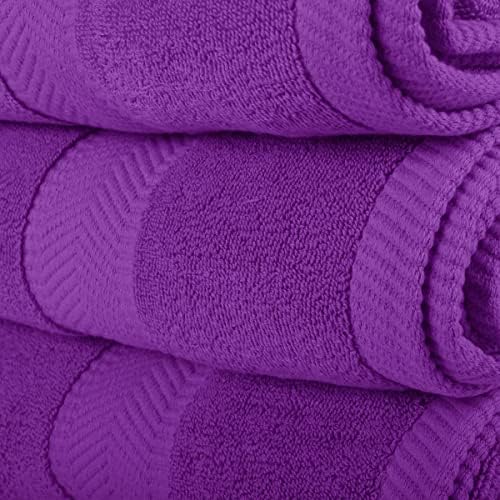 BY LORA 8-Pc Cotton Towel Set, Quick Dry Hotel Bath Hand Washcloths, Eggplant