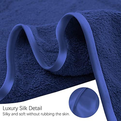 TENSTARS Silk Hemming Bath Towels for Bathroom Clearance - 27 x 55 inches - Light Thin Quick Drying - Soft Microfiber Absorbent Towel for Bath Fitness, Sports, Yoga, Travel, Gym - 2 Pack, Navy Blue