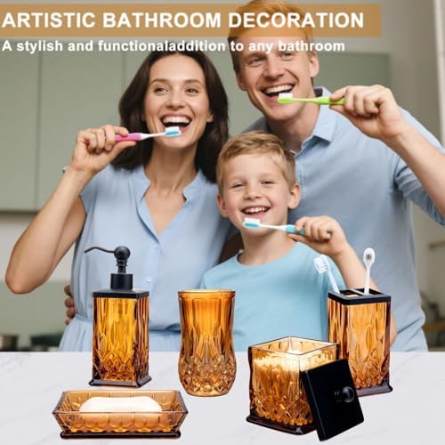 Amber Bathroom Accessories, Square Thick Glass & Zinc Alloy Pump