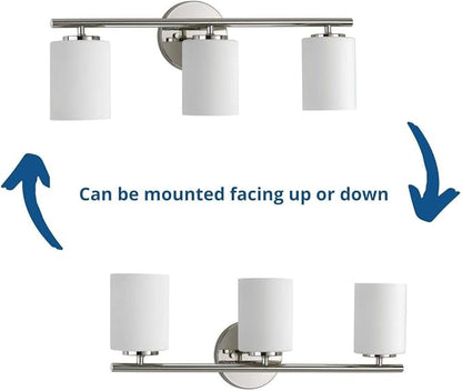 Progress Lighting 3-Light Etched Glass Modern Bath Vanity Light, Replay Collection , Indoor, P2159-104, Polished Nickel