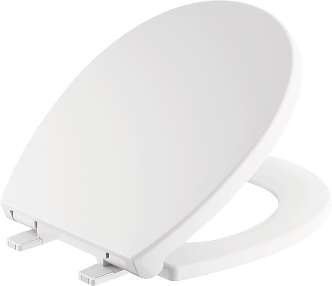 DELTA FAUCET 800903-WH Morgan Round Front Standard Close Toilet Seat with Non-slip Seat Bumpers, White