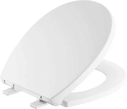 DELTA FAUCET 800903-WH Morgan Round Front Standard Close Toilet Seat with Non-slip Seat Bumpers, White