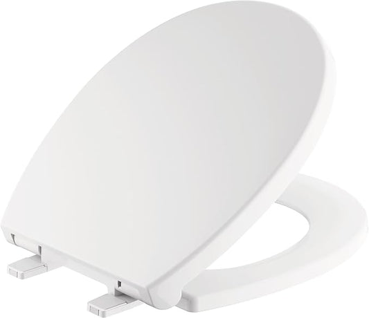 DELTA FAUCET 800903-WH Morgan Round Front Standard Close Toilet Seat with Non-slip Seat Bumpers, White