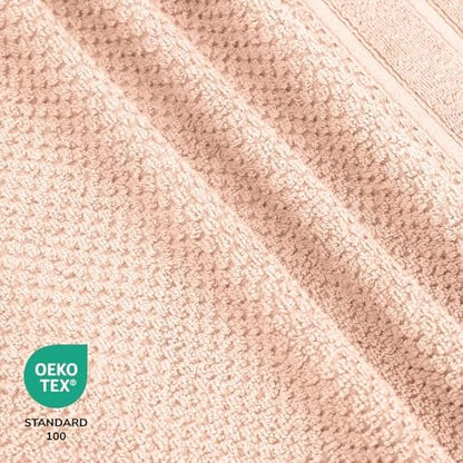 Feather & Stitch 100% Cotton 625 GSM Bath Towel Set of 6, Ultra Soft Highly Absorbent 2 Bath Towels, 2 Hand Towels & 2 Washcloth - Luxury Quick Dry Shower Towels (Pale Peach)
