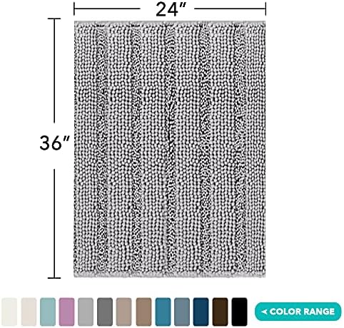 Turquoize Bathroom Rug 24"x36", Soft Absorbent Chenille Bath Rug, Dove