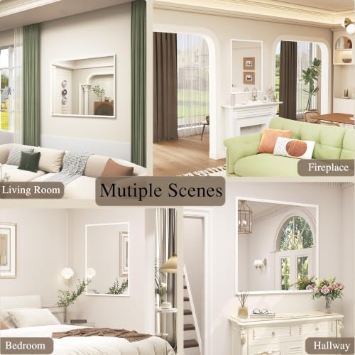 White Framed Bathroom Mirror 28x32, White Vanity Mirrors for Wall