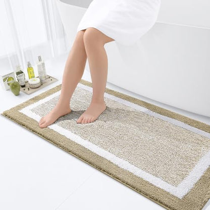 OLANLY Bathroom Runner Rugs 47x24, Long Bath Mats for Bathroom Floor, Beige