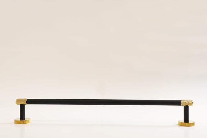 SENMY Luxury Shiny Gold Knurled Matte Black PVD Finish, Solid Brass Construction, Towel Bar 24 Inch, Rustproof, Heavy Duty, Towel Holder Rack Corrosion-Proof Wall Mount Bathroom Accessories