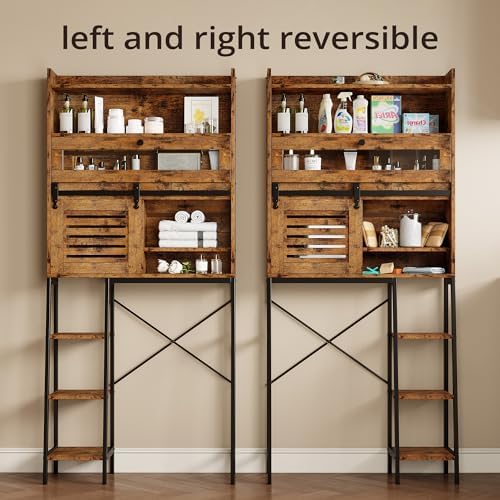IRONCK Over The Toilet Storage Cabinet with Sliding Barn Door