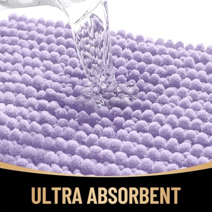OLANLY Thick Chenille Absorbent Bathroom Rugs Mat 30x20, Lavender