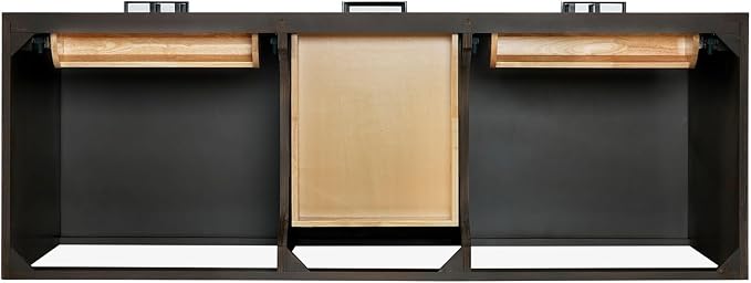 ARIEL Hepburn 60 Inch Double Rectangle Sink Bathroom Vanity with Nero Marquina Black Quartz Countertop 1.5 Inch in Brown Oak