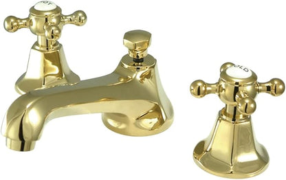 Kingston Brass KS4462BX Metropolitan Widespread Lavatory Faucet with Metal Cross Handle, Polished Brass,8-Inch Adjustable Center