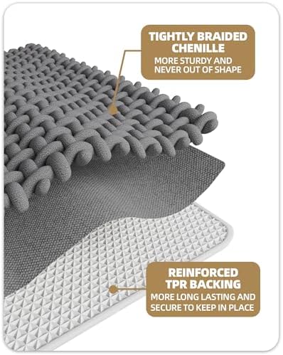 Color&Geometry 24"x47" Thin Waffle Chenille Bathroom Runner Rugs,Grey