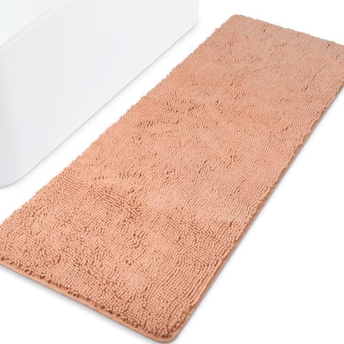 Yeaban Chenille Dusty Pink Bathroom Runner Rug 24"x72"