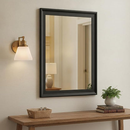 CULER Black Wall Mirror for Bathroom,Rectangle Rustic 24 x 32 inch | Hanging Vanity Mirrors for Living Room,Bedroom,Entryway